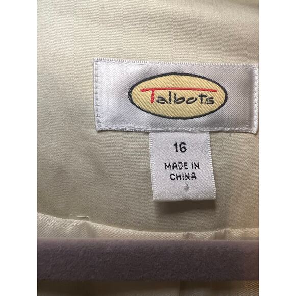 Talbots Embroidered Blazer Brown & Cream Size 16 Striped - Picture 3 of 9
